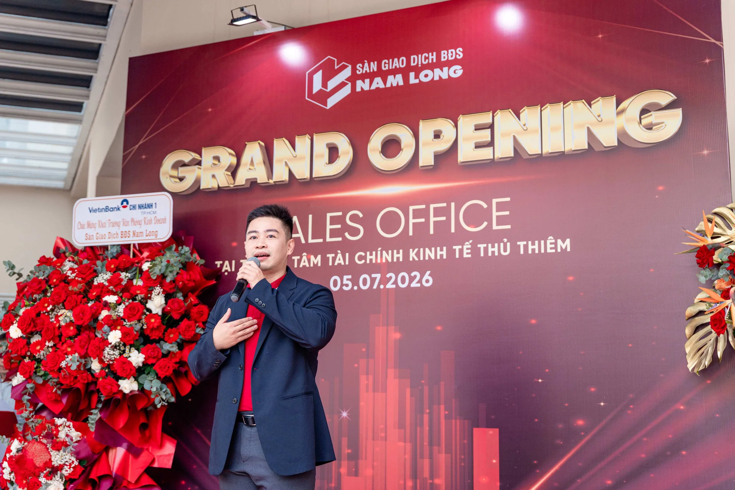 Ông Lương Anh Tú, Giám đốc Sàn giao dịch bất động sản Nam Long, phát biểu tại lễ khai trương
