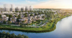 Phối cảnh phân khu biệt thự Rivera Nagomi nằm ven sông trong đại đô thị Waterpoint