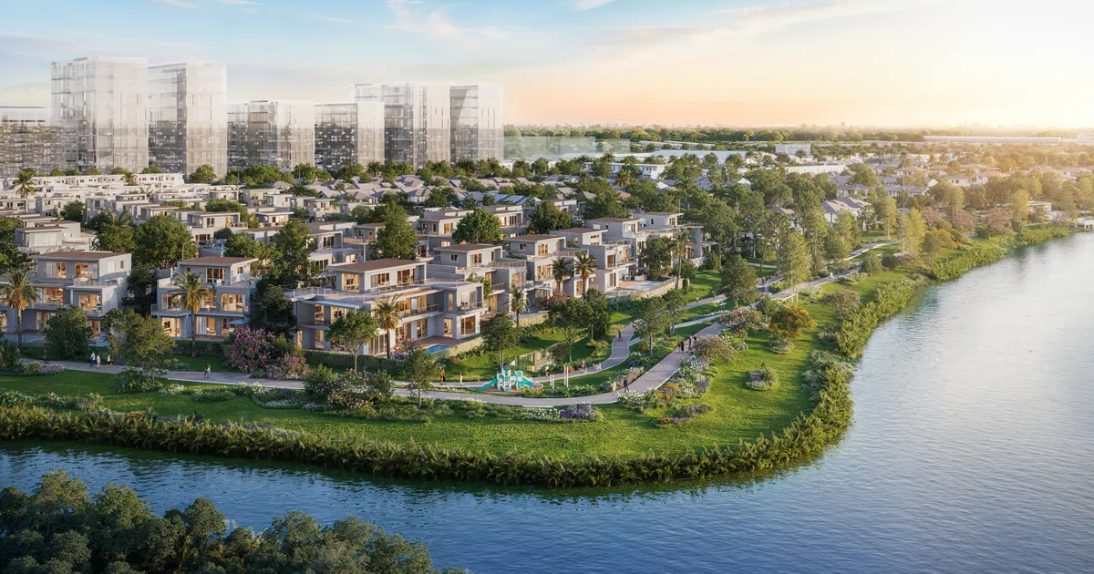 Phối cảnh phân khu biệt thự Rivera Nagomi nằm ven sông trong đại đô thị Waterpoint